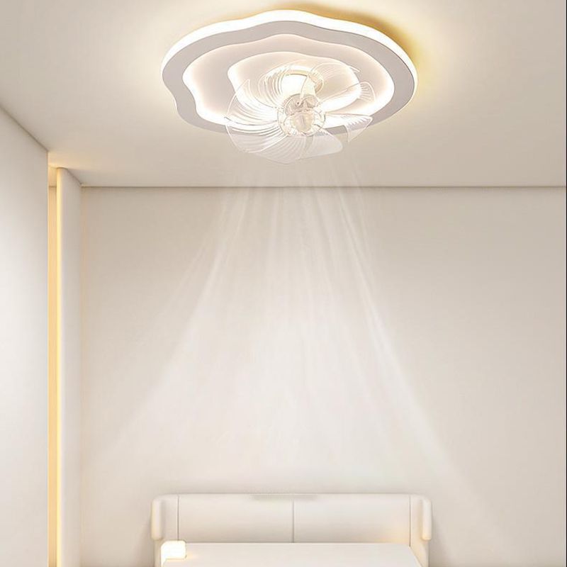 7-Blade Ceiling Fan Metallic Modernism LED Fan with Light for Hallway