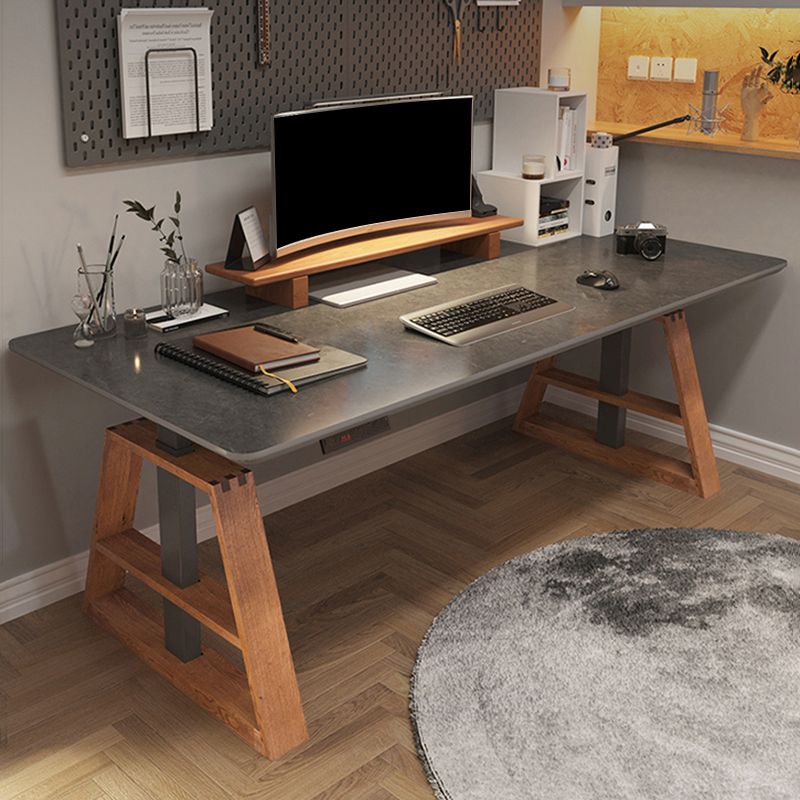 Modern Rectangular Shape Computer Desk Wooden Task Desk with 2 Legs for Home