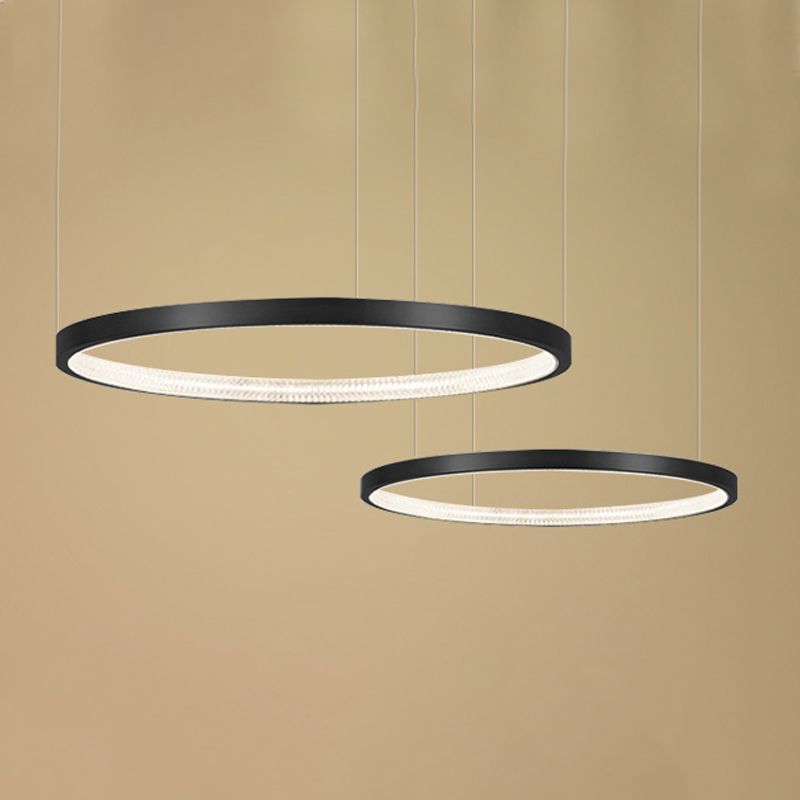 Round Shape Chandelier Lights Modern Metal 2 Light Chandelier Lighting Fixtures in Black