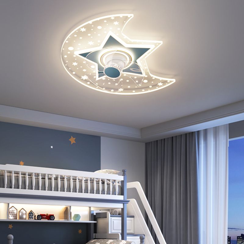 Nordic Style Ceiling Fan Lamp 3th Gears Adjustment Ceiling Fan Light for Children Room