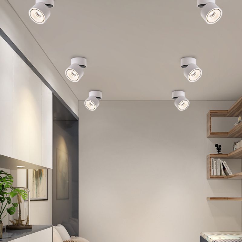 Contemporary Cylinder Shape Ceiling Light with Aluminum Shade for Living Room