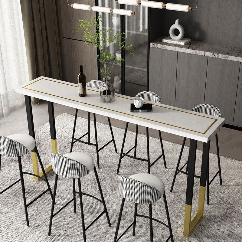 Glam Style Cocktail Bar Table 42-inch Height Wood Top Iron Frame Bar Table