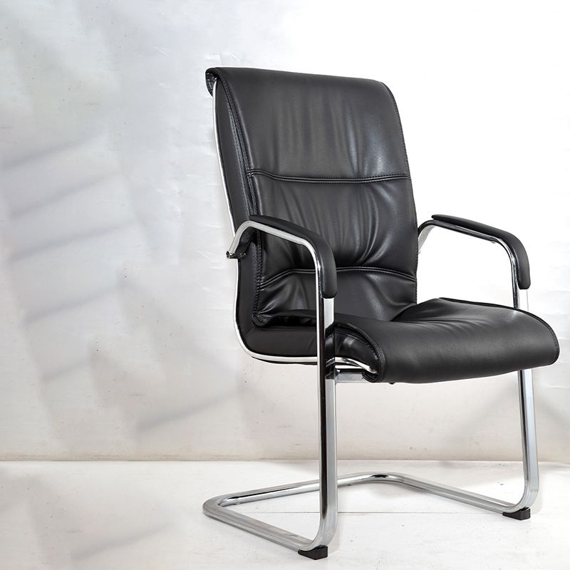 Contemporary Ergonomic Office Chair Mid-Back No Wheels Guest Chair