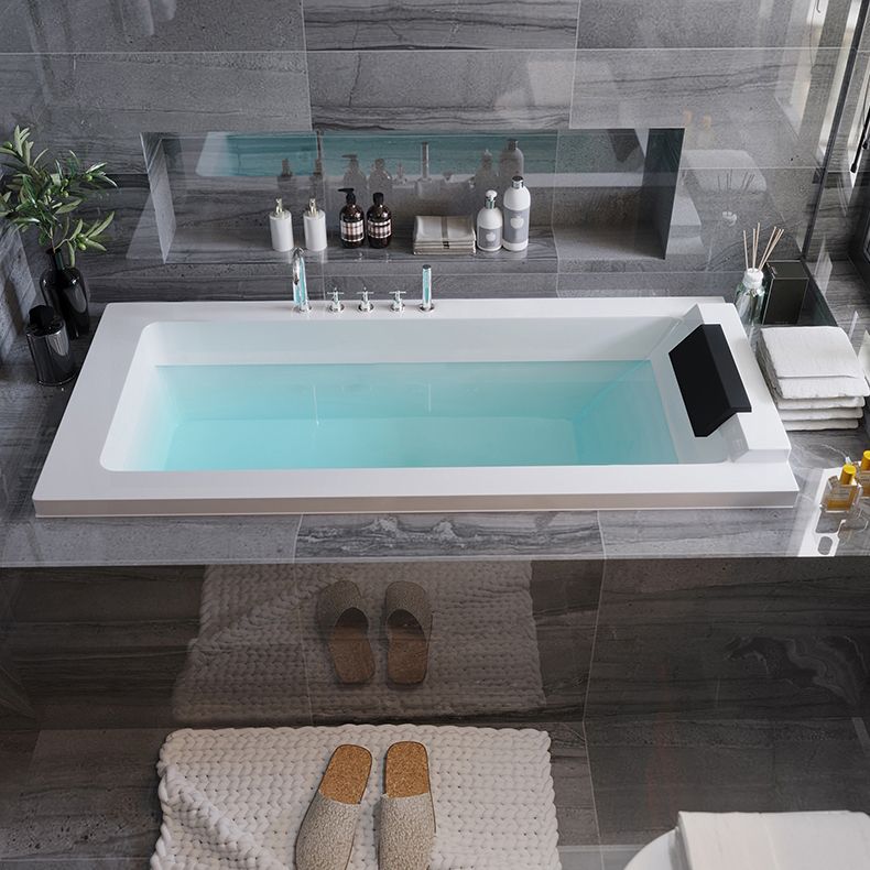Acrylic White Rectangular Bath Modern Drop-in Soaking Bathtub
