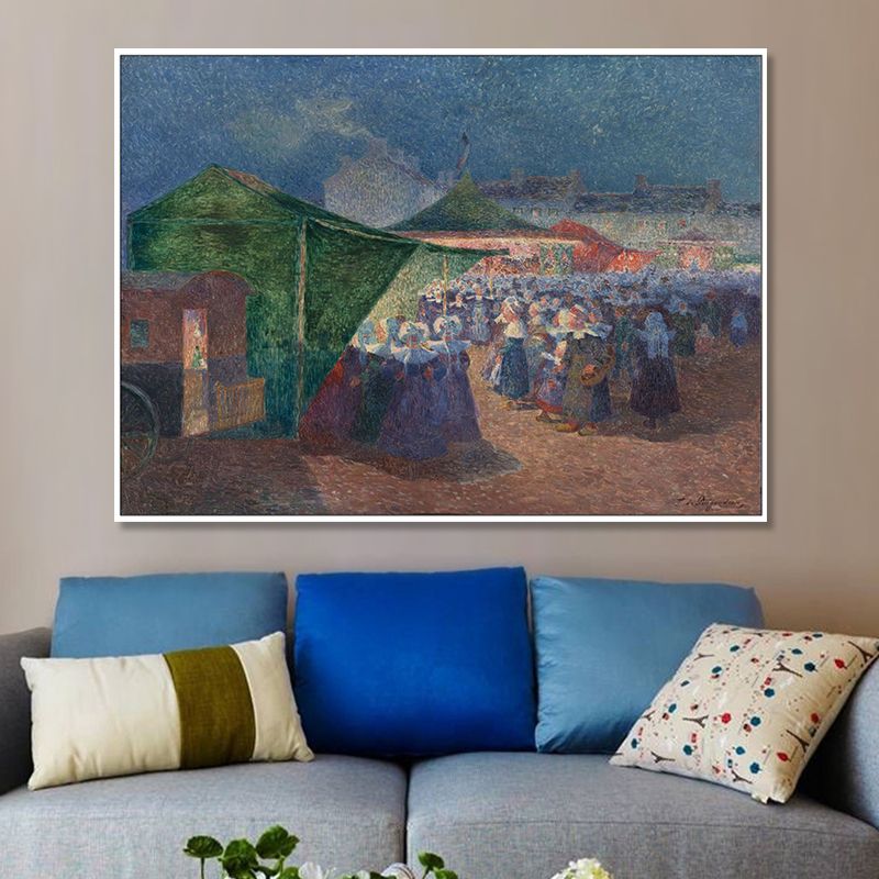 Blue Night Country Fairs Canvas Art Ferdinand Puigaudeau Impressionist Textured Painting