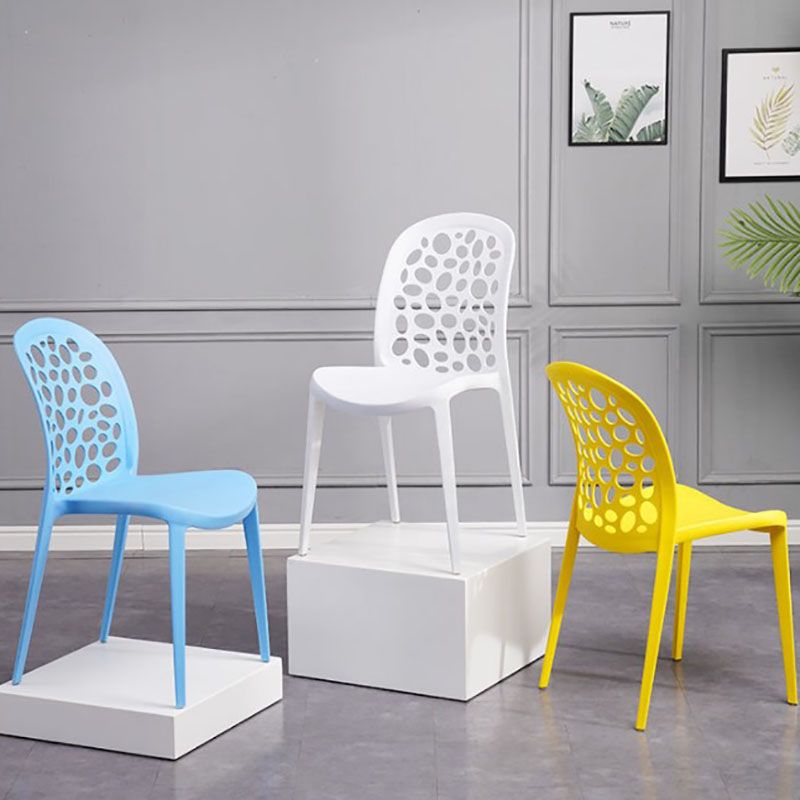 Contemporary Style Armless Plastic Side Chair Open Back Side Chair