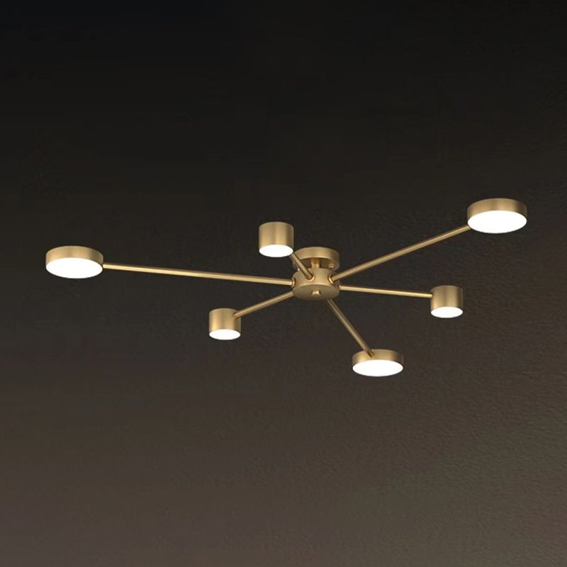 Multiple-Light Starburst Flush Mount Ceiling Light Modern Metal Ceiling Lighting