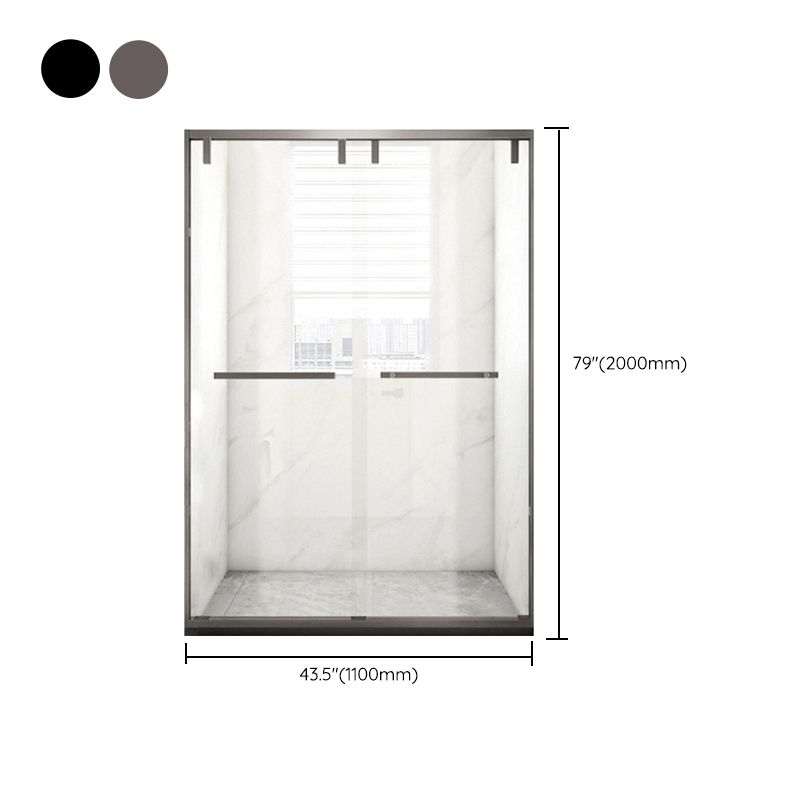 Tempered Glass Shower Door with Stone Base, Dual Moving Semi Frameless Shower Bath Door