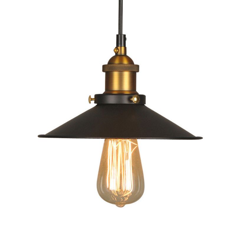 Metalen kegelvormige hangende lamp armatuur vintage stijl woonkamer hanglampje lichtkit