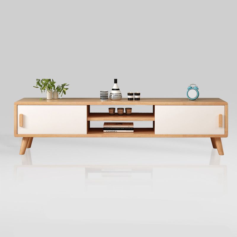 Scandinavian Wood TV Stand Console Open Shelving TV Media Stand for Living Room