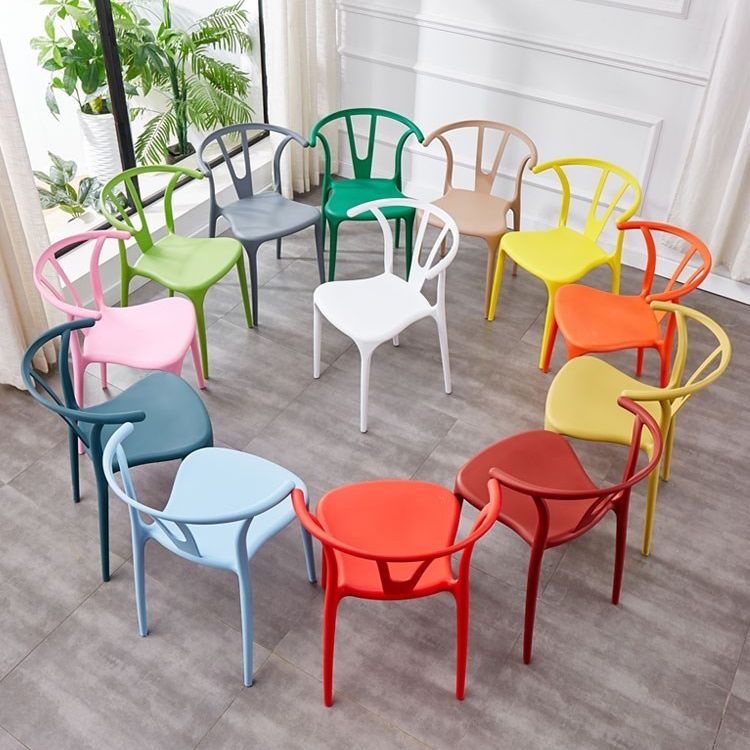 Scandinavian Plastic Armless Chair Indoor-Outdoor Windsor Back Chair