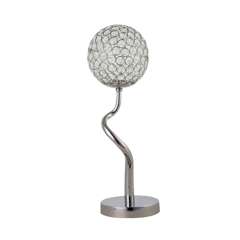 Chrome Globe Nights and Lamp Contemporary Inserted Crystal LED Bedroom Table Light