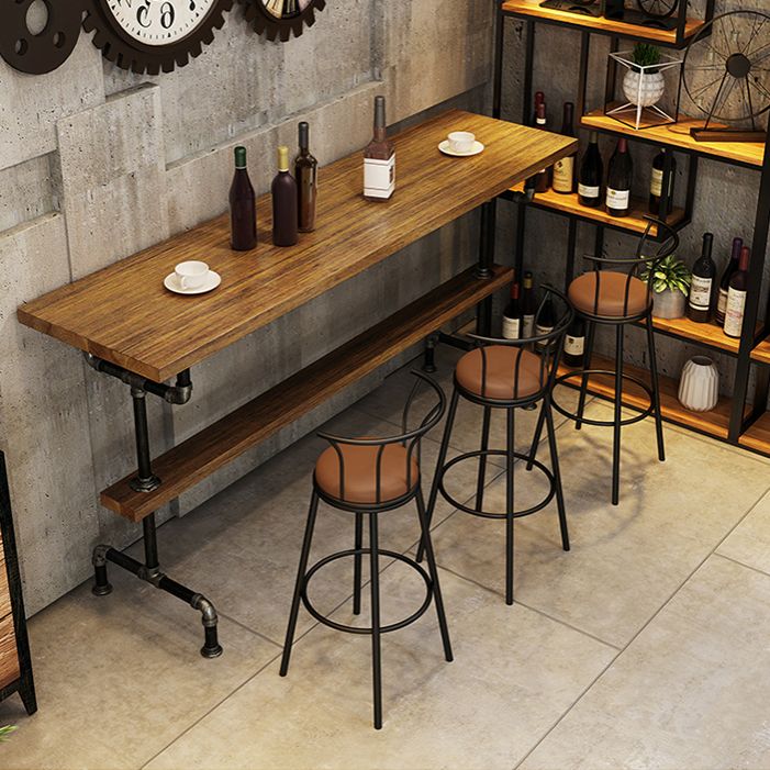 Coffee Shop Solid Wood Counter-height Pub Table Rectangle Footrest Bar Dining Table