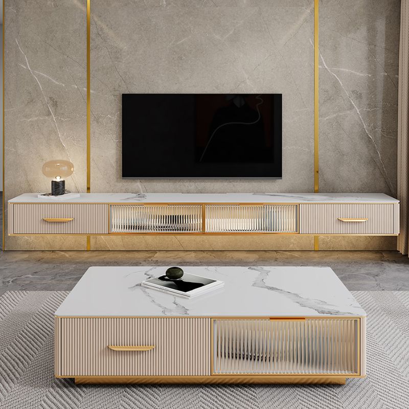 Modern TV Stand Console Floating TV Media Console with 2 Drawers