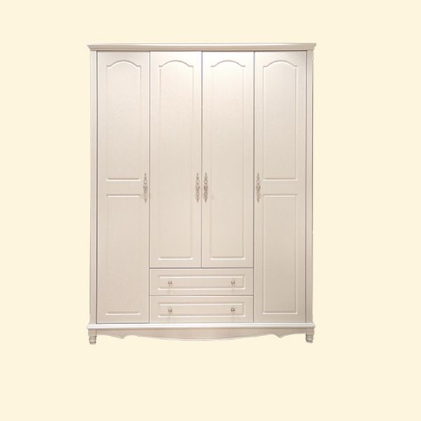 White Solid Wood Wardrobe Armoire Contemporary Hanging Clothes Rack