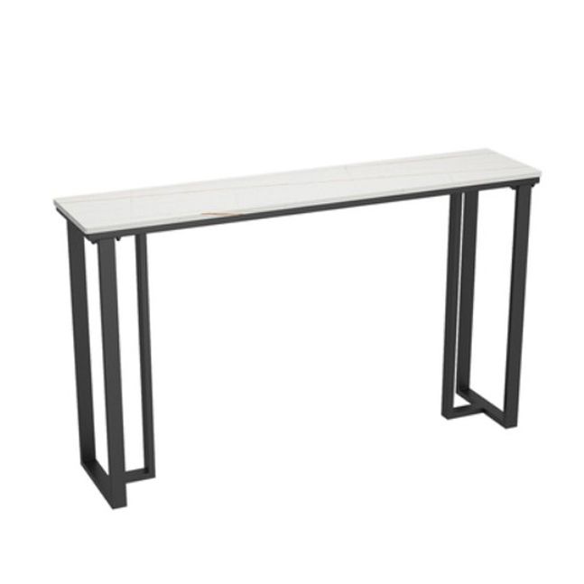 Modern Style Bar Table 42-inch Height Stone Top and Metal Base Bistro Table