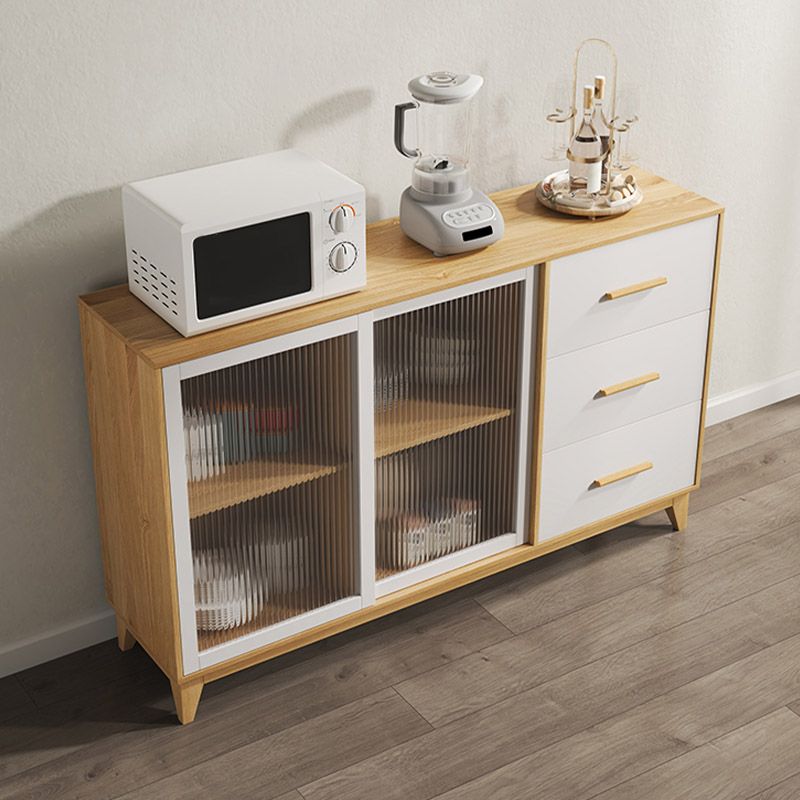 Modern Style Sideboard Engineered Wood Sideboard with Glass Door