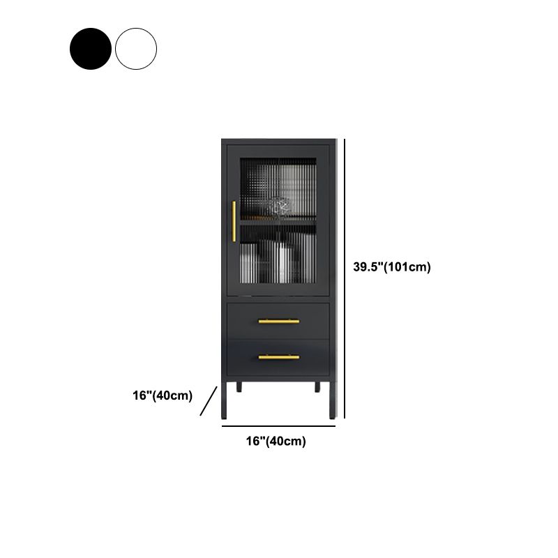 Metallic Finish Dining Server with Glass Doors Glam Sideboard with Legs