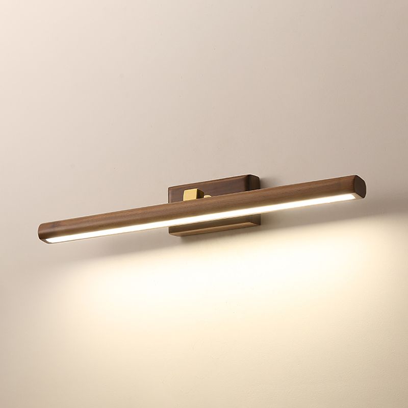 Metal Linear Shape Mirror Wall Light Modern 1 Light Mirror Wall Mount Light in Brown