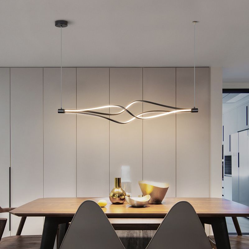 Lustres modernes pour les luminaires pendentiels à LED de suspension de suspension à ondes de foyer