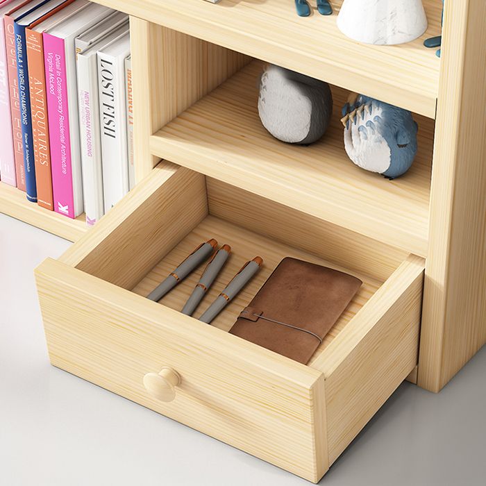 Contemporary Closed Back Book Shelf Pine Standard Kids Bookcase in Light Wood