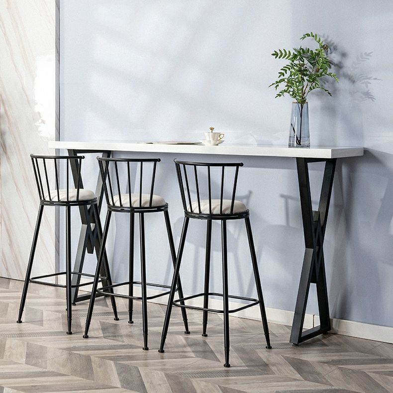 White Solid Wood Top Bar Table Industrial Bistro Table with Black Metal Frame