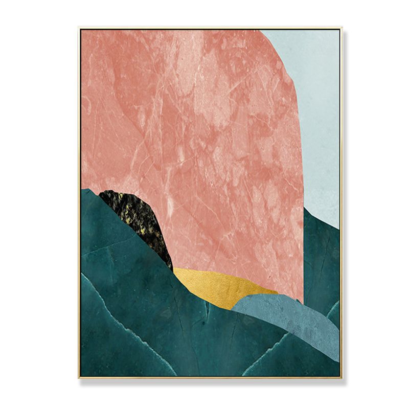 Nordic Abstract Mountain Print Canvas Aqua Textured Wall Art for Living Room