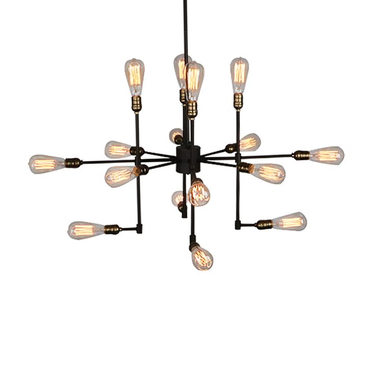 Iron Exposed Chandelier Lighting Vintage Industrial Multi Light Dining Room Pendant Light in Black