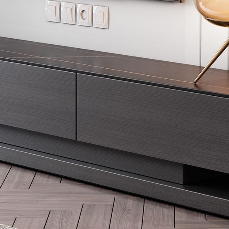 Black Stone TV Stand Console Contemporary TV Media with 3 Drawers