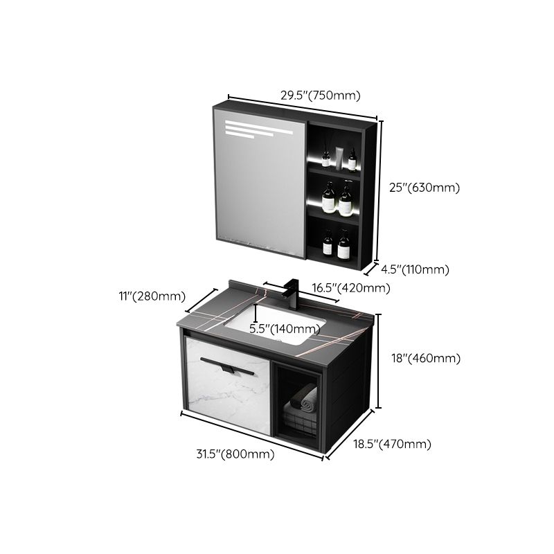 Modern Bathroom Vanity Set Aluminum Single-Sink Bathroom Vanity