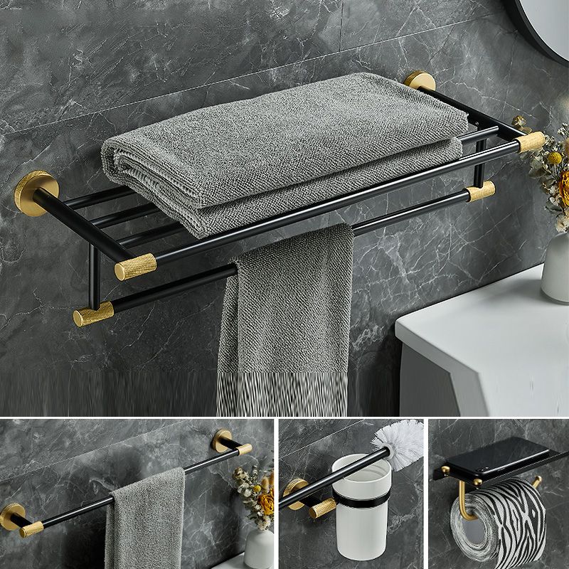 5-Piece Modern Bathroom Accessory Black Brass Bath Hardware Set