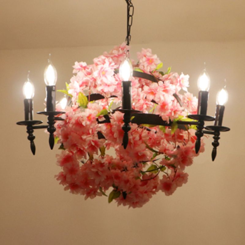 Pink Cherry Blossom Chandelier Farmhouse Metal Comedor de comedor Luz de la luz de la luz