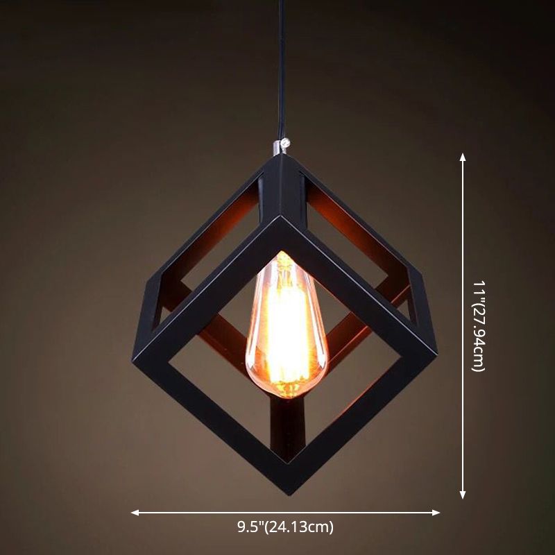 1 Light Caged Hanging Light Fixtures Retro Industrial Style Metallic Hanging Pendant Lights for Bar