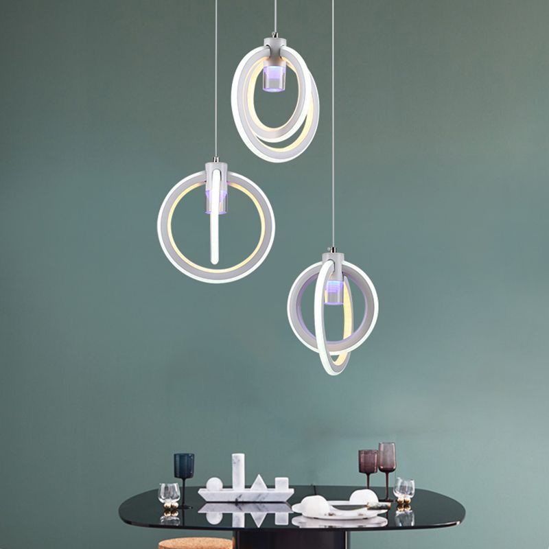 Simple Orbit Acrylic Drop Pendant 3-Light Hanging Ceiling Light Fixture for Living Room