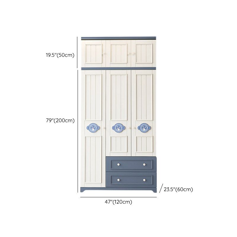 Modern Wooden Wardrobe Cloth Rod Included Kids Closet for Bedroom