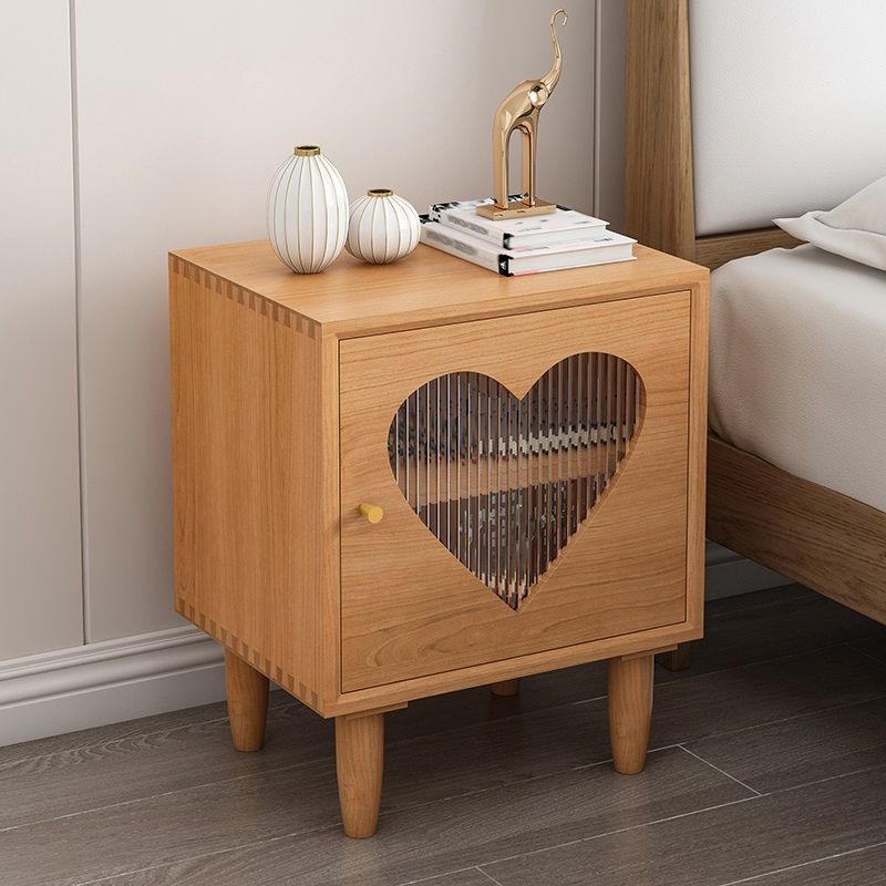 Natural Solid Wood Kids Bedside Table 1 Cupboard Nursery Nightstand