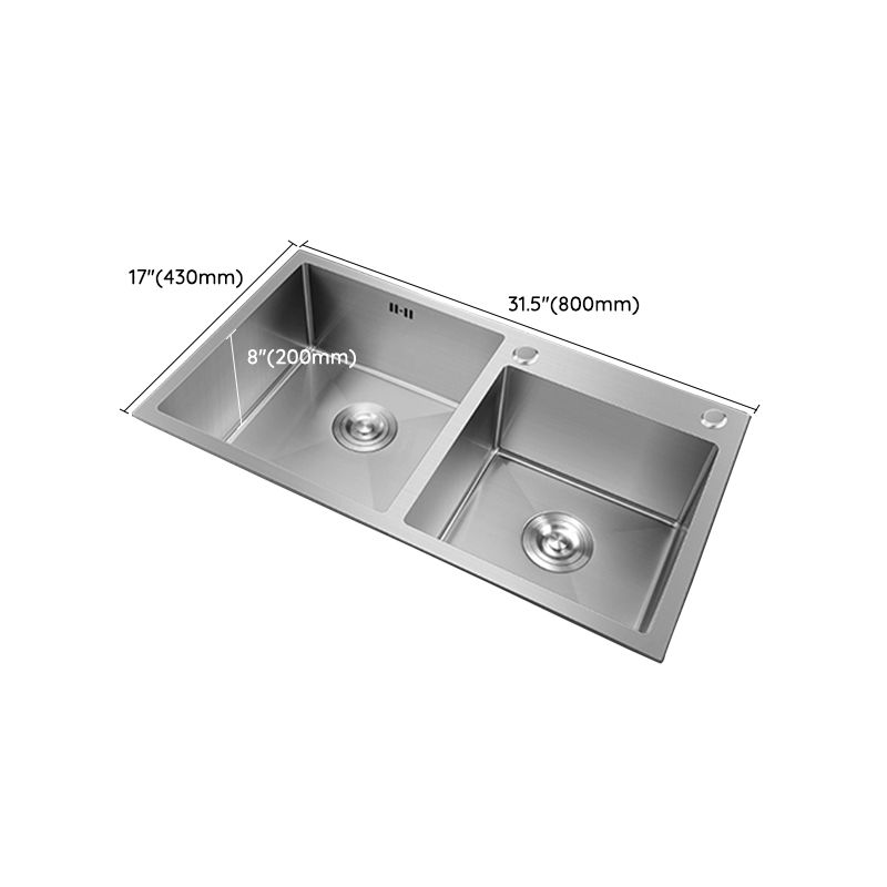 Double Bowl Kitchen Sink Stainless Steel Workstation Sink with Drain Assembly