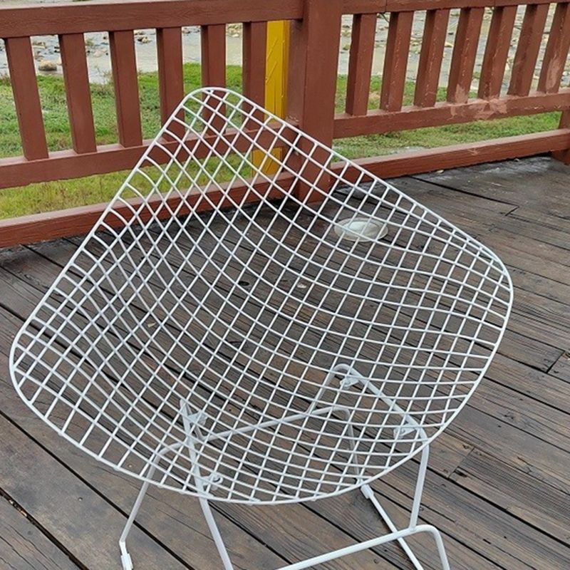 Metal Patio Dining Chair Modern Armless Dining Side Chair in Black/White