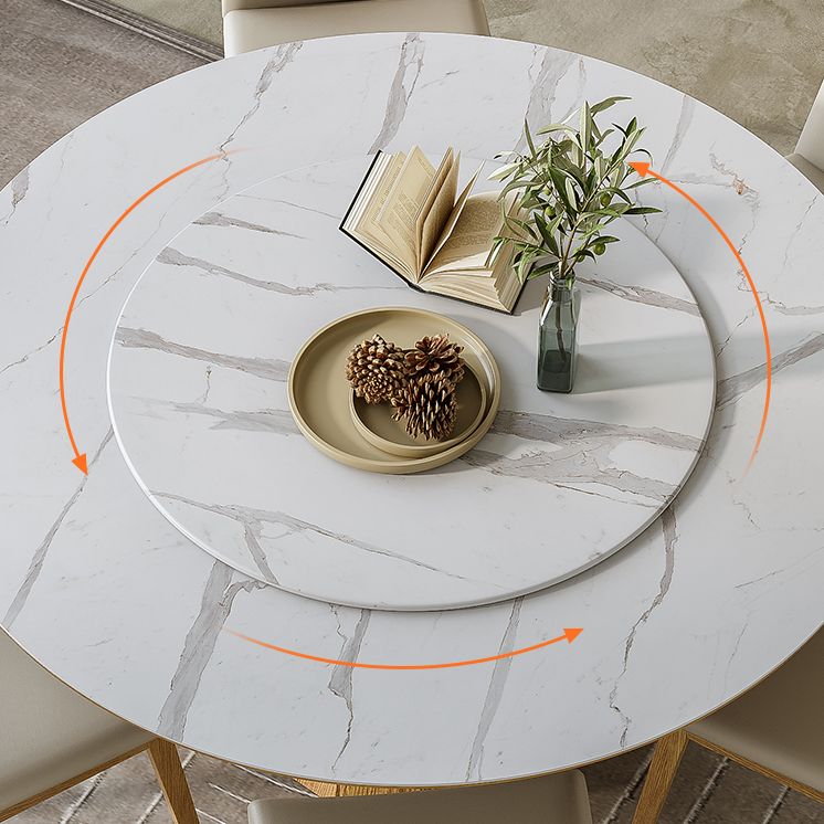 Modern Round Table White Sintered Stone Dining Table for Home