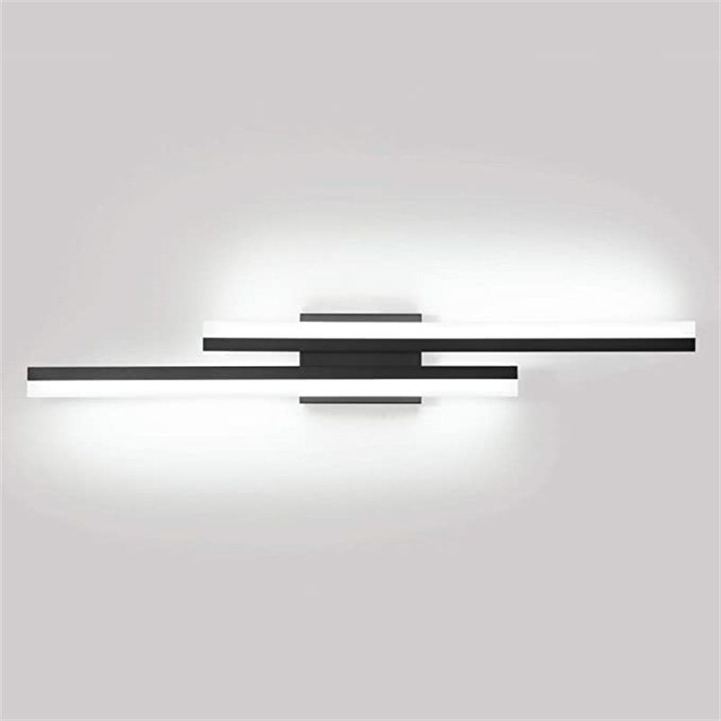 Black 2-Light Modernism Bathroom Vanity Light LED Metal Bath Bar