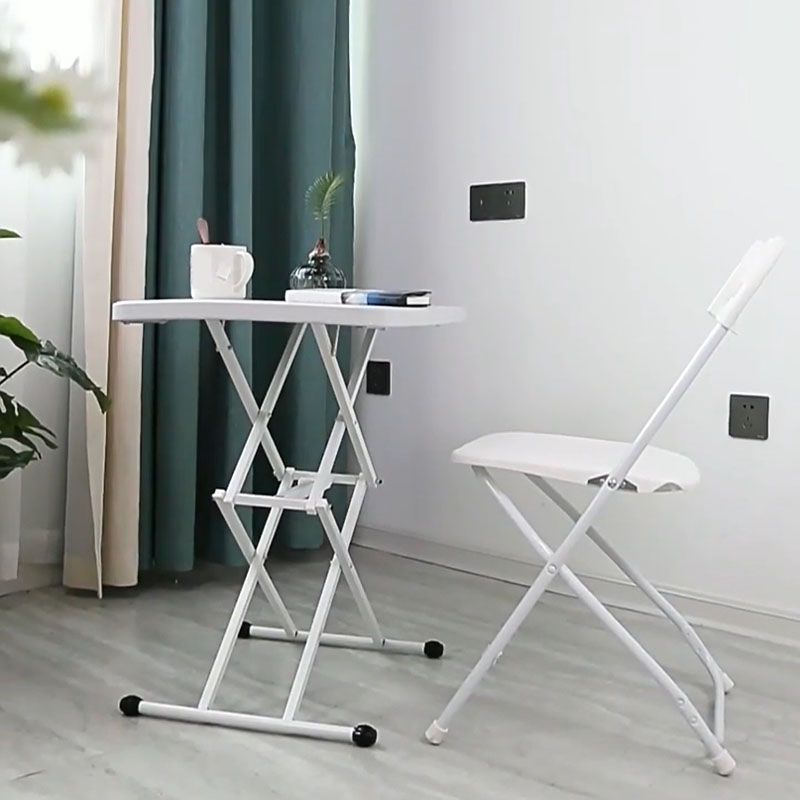 Rectangular Shaped Folding Office Desk with Metal Legs in White