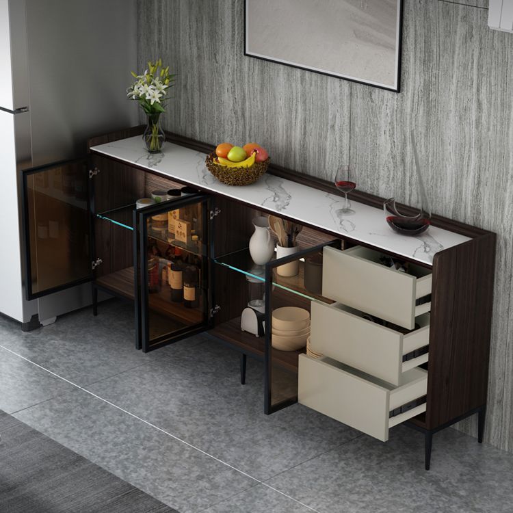 Contemporary Sideboard Stone Sideboard Cabinet with Lights for Kitchen