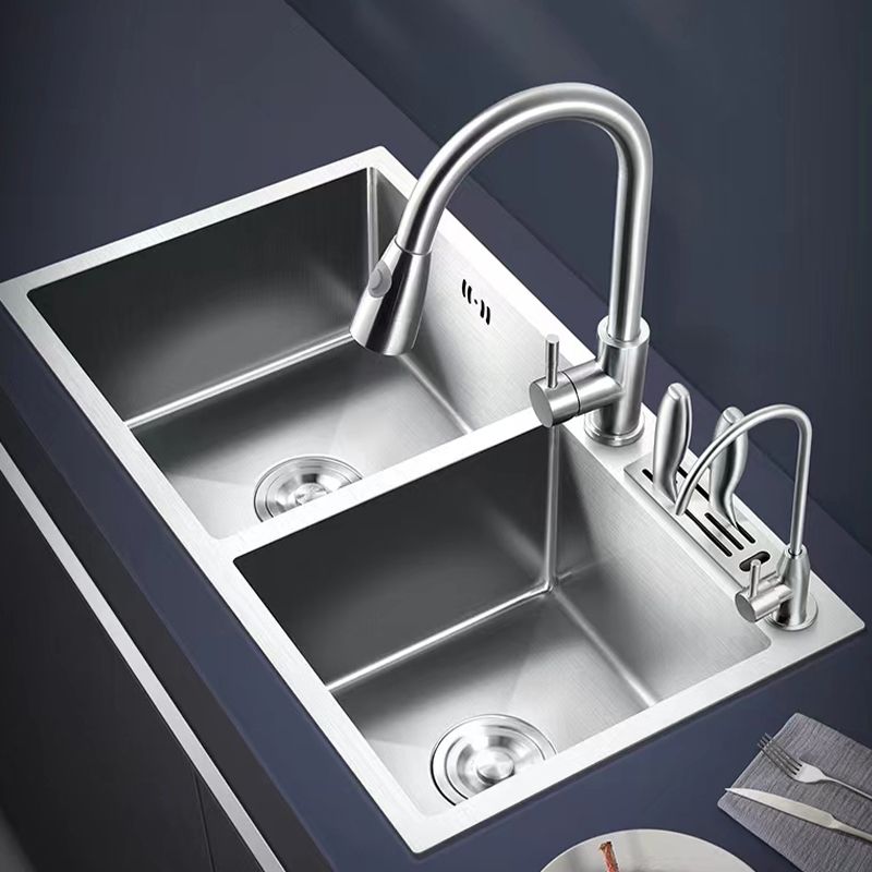 Modern Style Kitchen Sink Drop-In Noise-cancelling Design Kitchen Double Sink