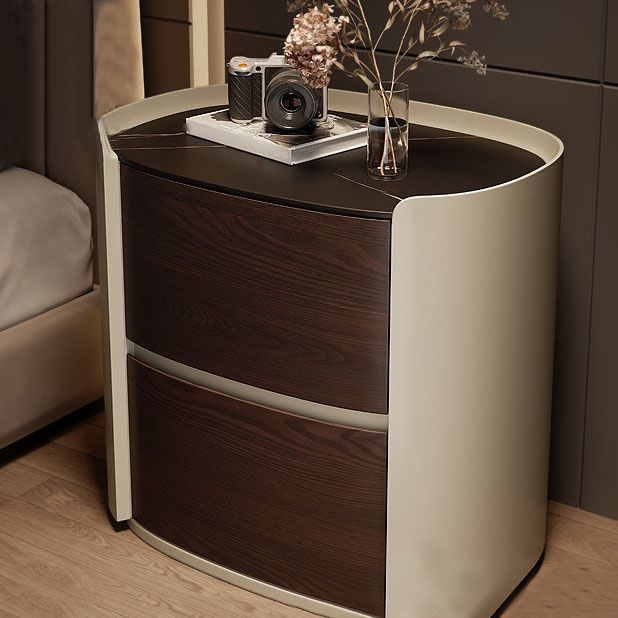 Contemporary Night Table Storage Accent Table Nightstand with 2 Drawers for Home