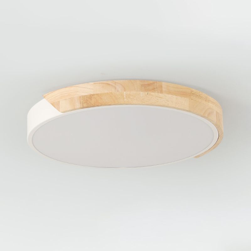 Modern Wood Flush Mount LED Geometric Shape Ceiling Light with Acrylic Shade