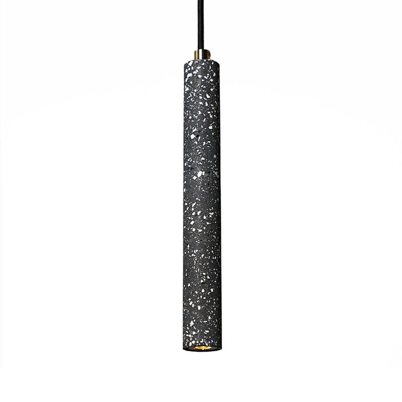 Terrazzo flûte pendulum léger nordique 10 "/19,5" haut bistrot à LED suspendu en blanc / noir