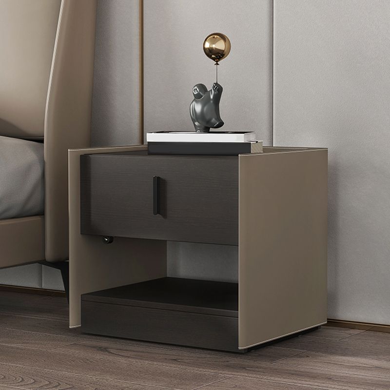 Contemporary Faux Leather 1 - Drawer Nightstand 20" Tall Nightstand