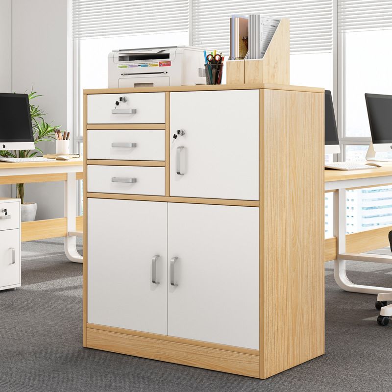 Nordic Style Filing Cabinet Color Block Drawers Wood File Cabinet for Home Office