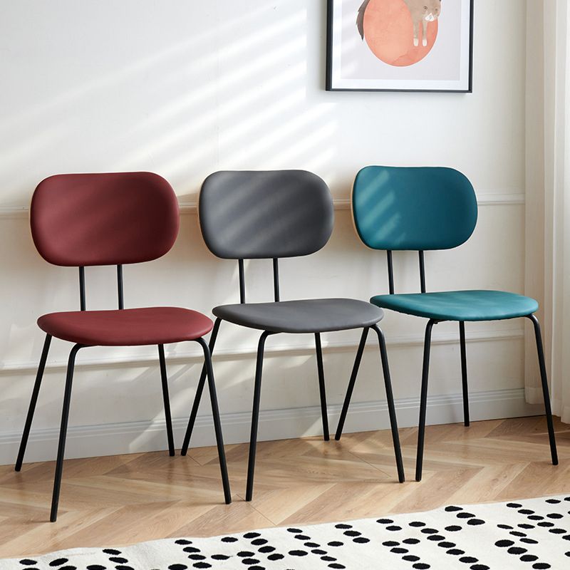 Industrial Style Matte Finish Metal Side Chair Open Back Dining Side Chair