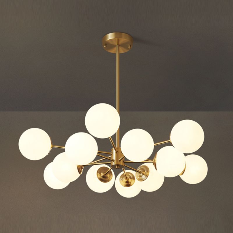 Chandelier en laiton nordique Globe Multi Light Chandelier Pendant avec verre pour le salon